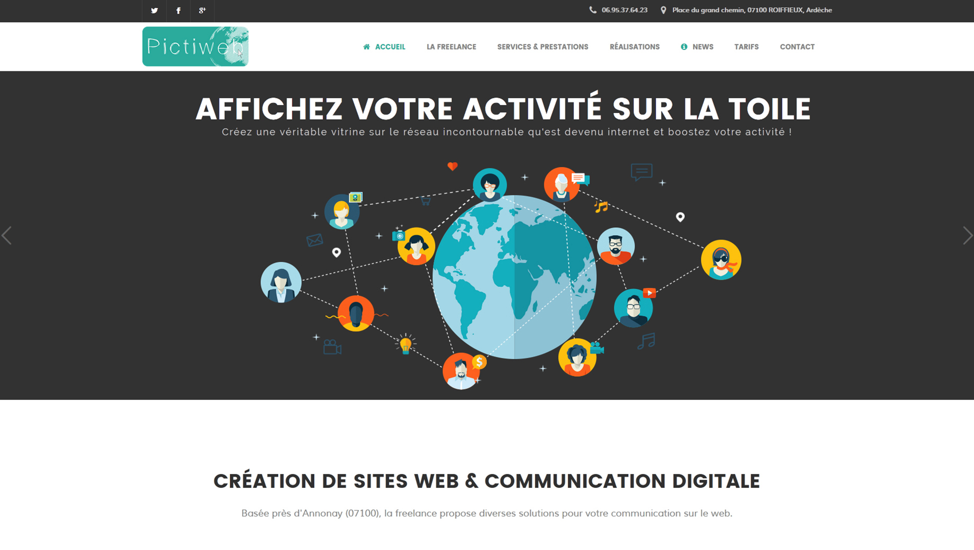 Capture écran du site de la freelance pictiweb